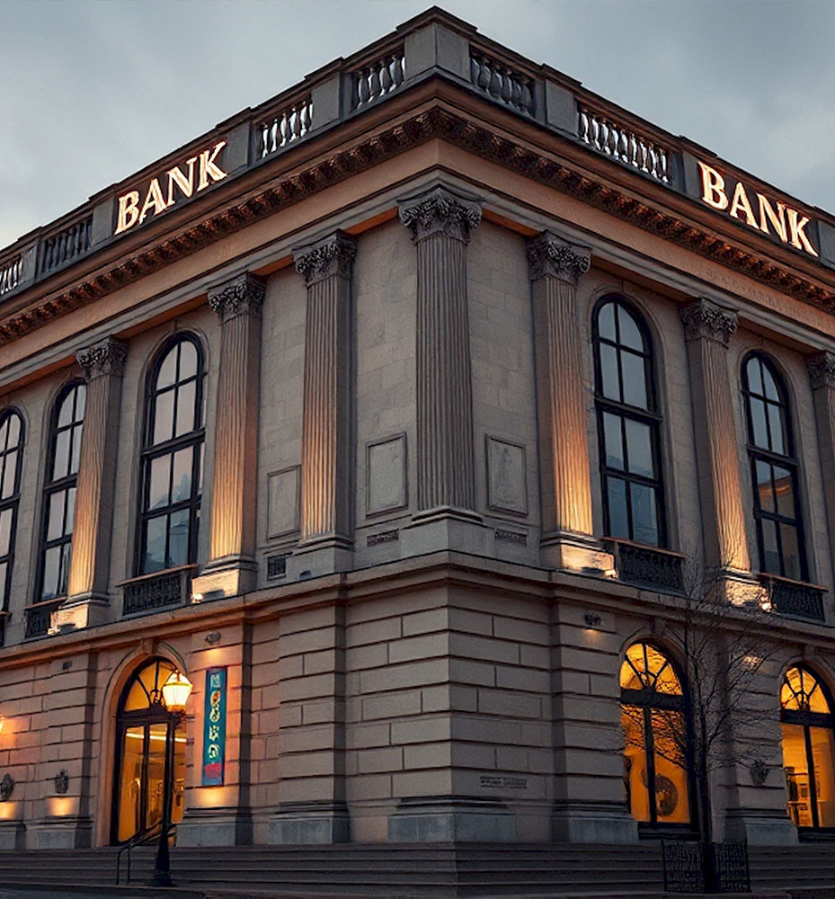 Bank building on a street